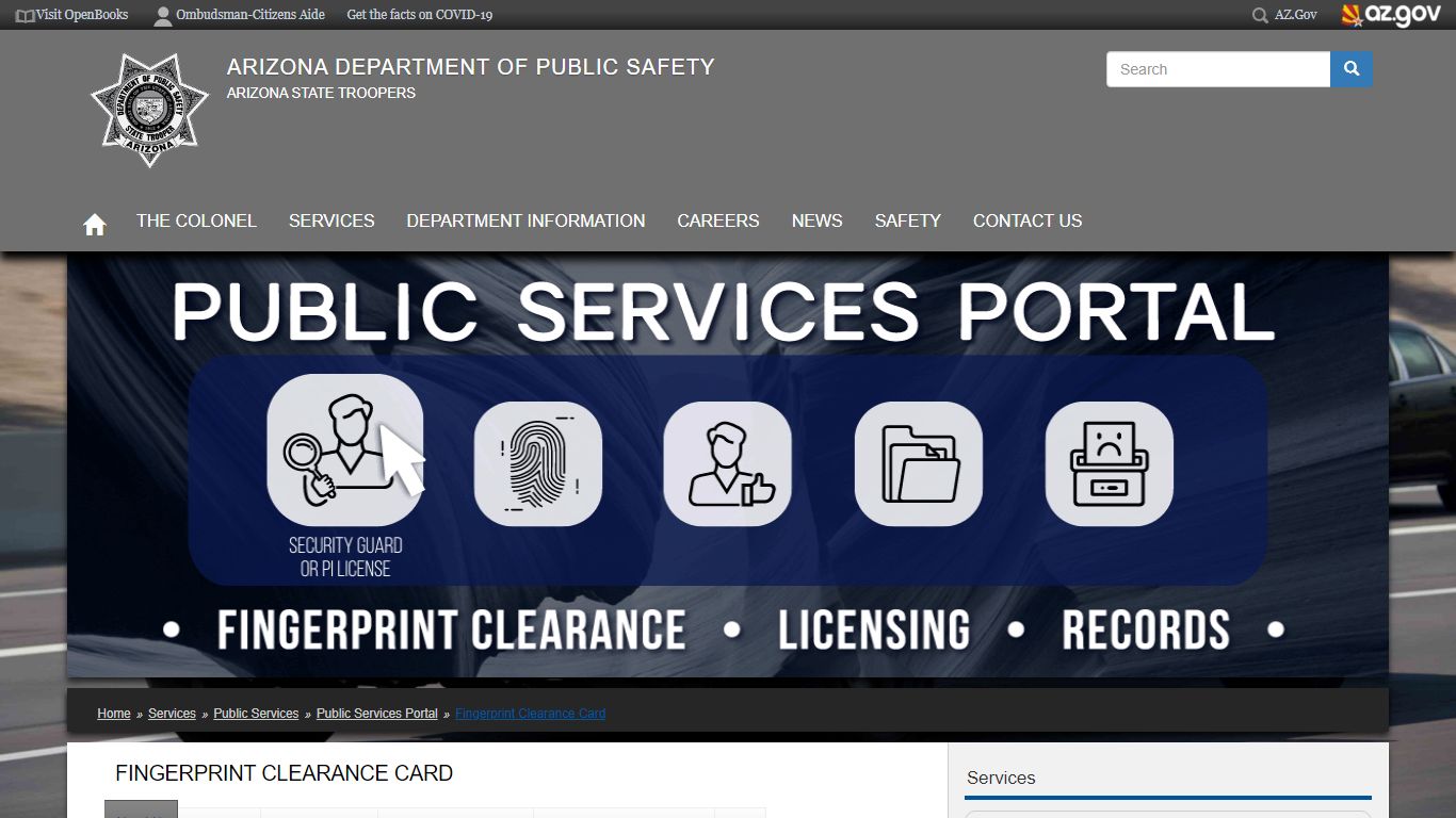 Fingerprint Clearance Card | Arizona Department of Public Safety