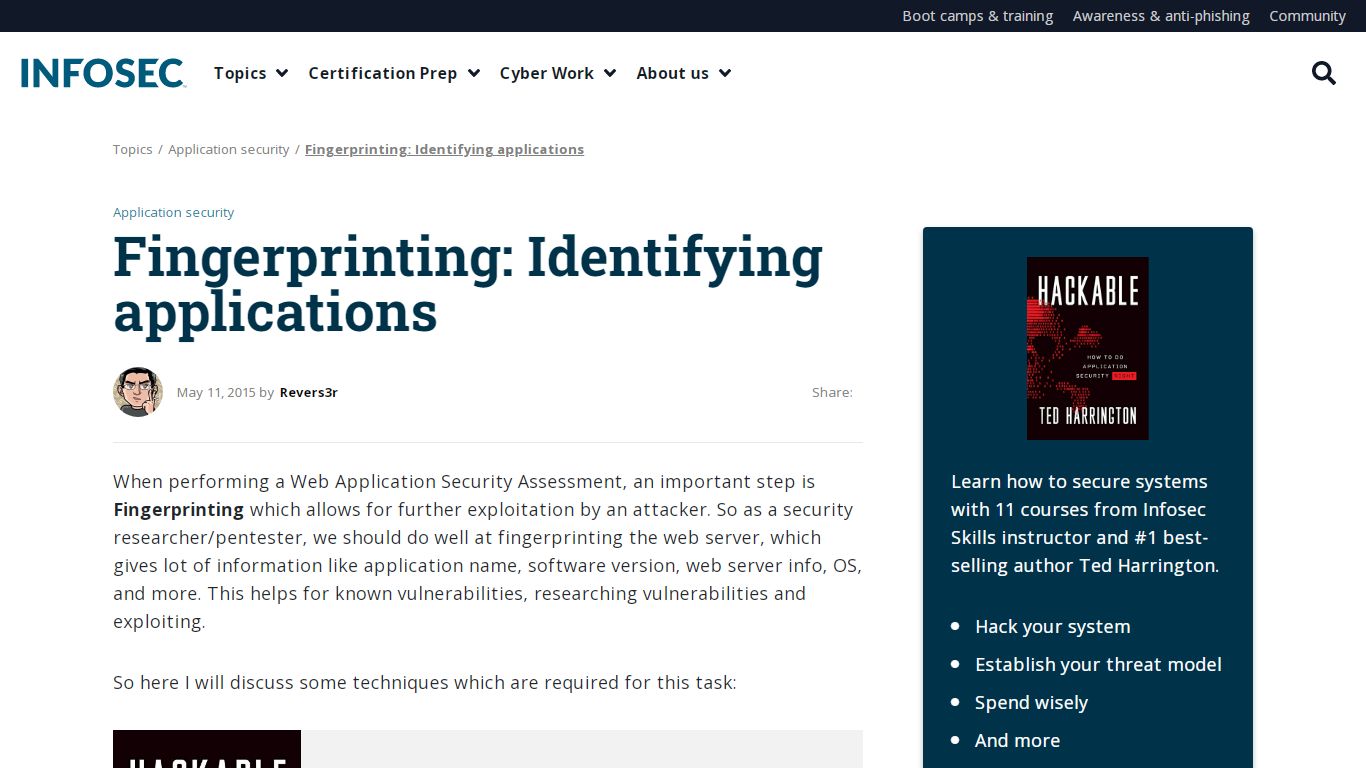 Fingerprinting: Identifying applications - Infosec Resources